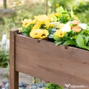 Outsunny Raised Garden Bed Planter Box w/ 8 Grow Grids, Storage Shelf & Lockable Wheels 