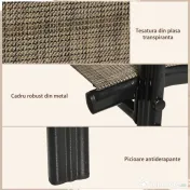 Outsunny Set 6 Piese Scaune de Gradina cu Cotiere, Scaune de Exterior Stivuibile din Metal si Tesatura Respirabila, Maro | Aosom Romania