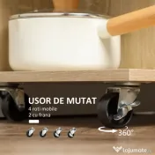 HOMCOM Carucior de bucatarie modern, carucior mobil de depozitare cu sertar, polita cu 3 niveluri, dulap cu usa din sticla, pentru sufragerie, natural