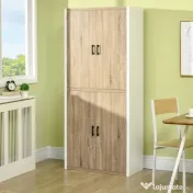 Homcom Dulap de Depozitare 4 Usi si 4 Rafturi Reglabile 80x40x182 cm⁠ – Crem/Alb 