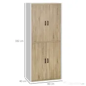 Homcom Dulap de Depozitare 4 Usi si 4 Rafturi Reglabile 80x40x182 cm⁠ – Crem/Alb 