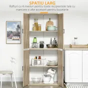Homcom Dulap de Depozitare 4 Usi si 4 Rafturi Reglabile 80x40x182 cm⁠ – Crem/Alb 
