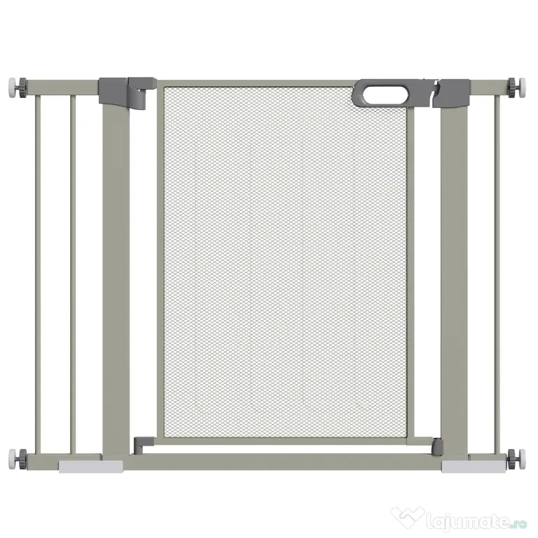 PawHut Barieră Extensibilă pentru Câini cu Închidere Automată din Oțel și ABS, 75-103x76 cm, Gri | Aosom Romania