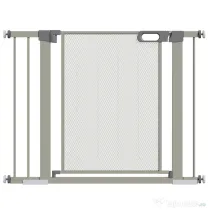 PawHut Barieră Extensibilă pentru Câini cu Închidere Automată din Oțel și ABS, 75-103x76 cm, Gri | Aosom Romania