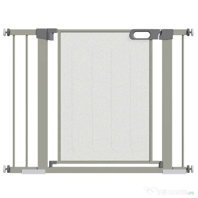PawHut Barieră Extensibilă pentru Câini cu Închidere Automată din Oțel și ABS, 75-103x76 cm, Gri | Aosom Romania