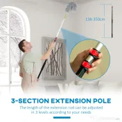 HOMCOM Kit de Curățare cu Stâlp Telescopic 3,5m și Cap Pliabil, Microfibră pentru Praf | Aosom Romania