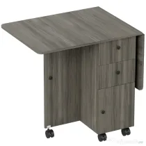 HOMCOM Masă Extensibilă pe 6 Roți cu 2 Sertare și Dulap cu Uși, din Lemn, 120x60x76.5 cm, Gri | Aosom Romania