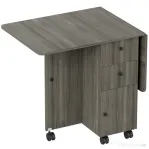 HOMCOM Masă Extensibilă pe 6 Roți cu 2 Sertare și Dulap cu Uși, din Lemn, 120x60x76.5 cm, Gri