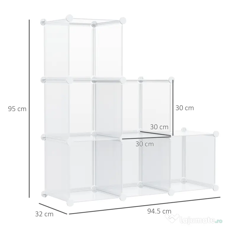 HOMCOM Dulap Modular pentru Pantofi, Transparent, 94,5x32x162cm, Soluție Ideală pentru Organizare | Aosom Romania