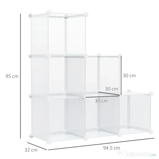 HOMCOM Dulap Modular pentru Pantofi, Transparent, 94,5x32x162cm, Soluție Ideală pentru Organizare | Aosom Romania