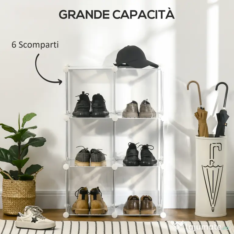 HOMCOM Dulap Modular pentru Pantofi, Transparent, 94,5x32x162cm, Soluție Ideală pentru Organizare | Aosom Romania