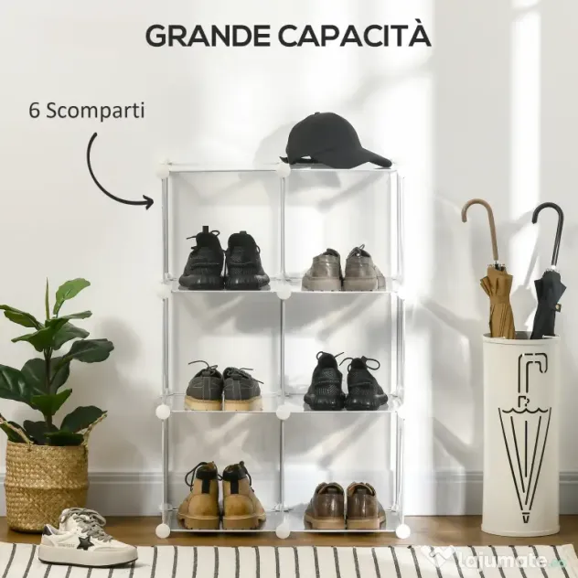 HOMCOM Dulap Modular pentru Pantofi, Transparent, 94,5x32x162cm, Soluție Ideală pentru Organizare | Aosom Romania