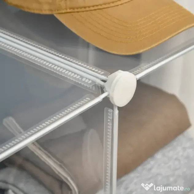HOMCOM Dulap Modular pentru Pantofi, Transparent, 94,5x32x162cm, Soluție Ideală pentru Organizare | Aosom Romania