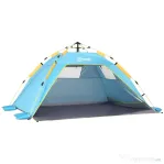Outsunny Cort de Plajă cu Ferestre și Uşă cu Fermoar, 220x173x120 cm, Albastru Deschis