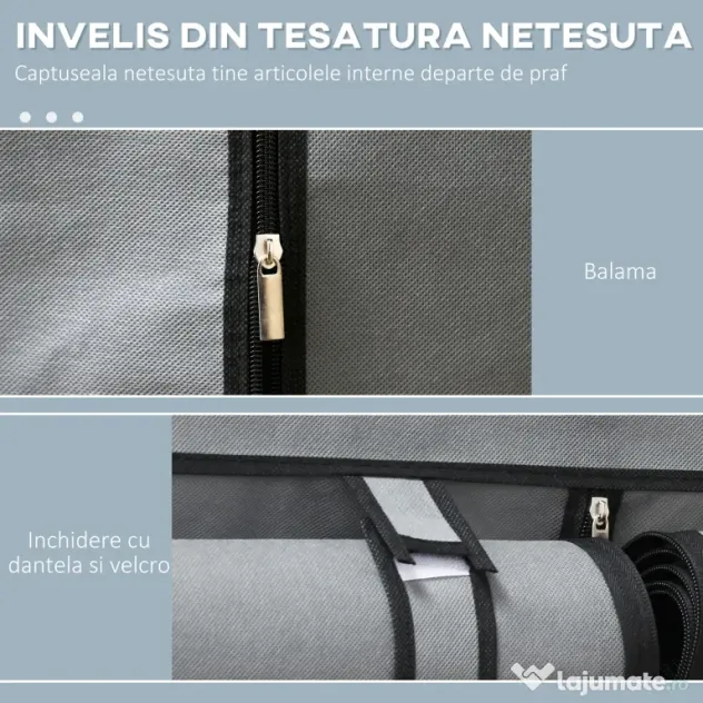 HOMCOM Dulap Portabil din Oțel cu 4 Rafturi 2 Umerase și Ușă Gri Design Compact și Versatil pentru Dormitor sau Hol | Aosom Romania
