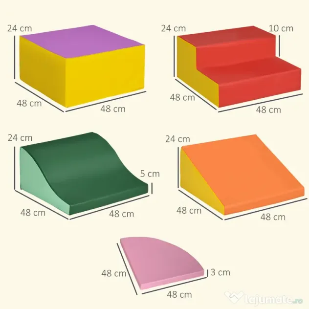 HOMCOM Set de Joacă pentru Copii 1-3 Ani cu 6 Piese de Construcție, 150x100x24 cm, Multicolor | Aosom Romania