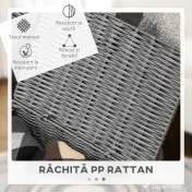 HOMCOM Set de 3 cosuri din rachita PP cu capac, containere dreptunghiulare de diferite dimensiuni, gri 