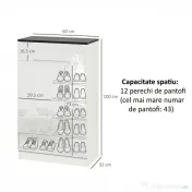 Homcom Dulap Pantofi Slim 60×32×100 cm – 12 Perechi, Rafturi & Sertar 