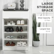 Homcom Dulap Pantofi Slim 60×32×100 cm – 12 Perechi, Rafturi & Sertar 