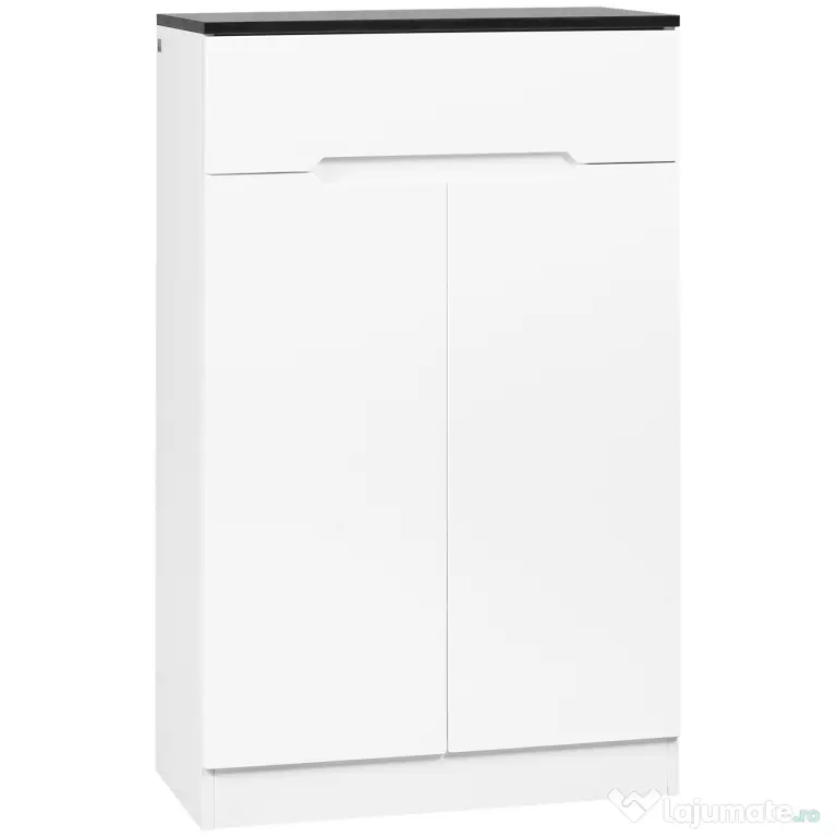 HOMCOM Dulap pentru Pantofi pentru 12 Perechi pentru Hol cu 3 Rafturi Reglabile și Sertar, Design Anti-Răsturnare, 60x32x100 cm, Alb | Aosom Romania