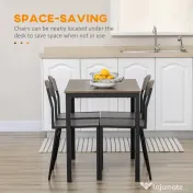 HOMCOM Set de sufragerie 5 piese cu 1 masa dreptunghiulara 100x63x76,5 cm si 4 scaune 45x40x82 cm, otel si MDF, maro negru 