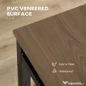 HOMCOM Set de sufragerie 5 piese cu 1 masa dreptunghiulara 100x63x76,5 cm si 4 scaune 45x40x82 cm, otel si MDF, maro negru 