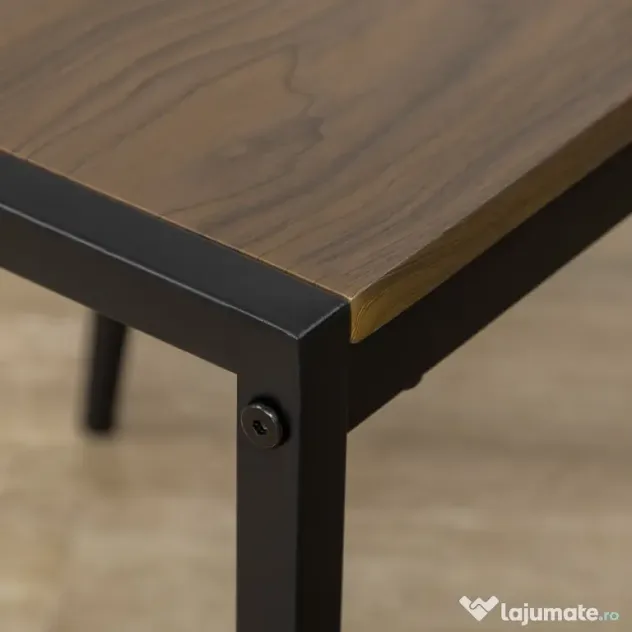 Set de sufragerie 5 piese, masa dreptunghiulara 100x63x76,5 cm, 4 scaune 45x40x82 cm, otel si MDF, maro negru HOMCOM | Aosom RO