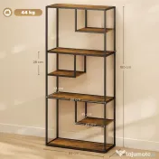 HOMCOM Bibliotecă Mobilă cu 7 Nivele din Lemn și Oțel în Stil Industrial, 83x34x180 cm, Maro 