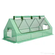 Outsunny Seră Mică cu 2 Ferestre Laterale și Fereastră Centrală, din Oțel, PE și PP, 240x90x90 cm, Verde 