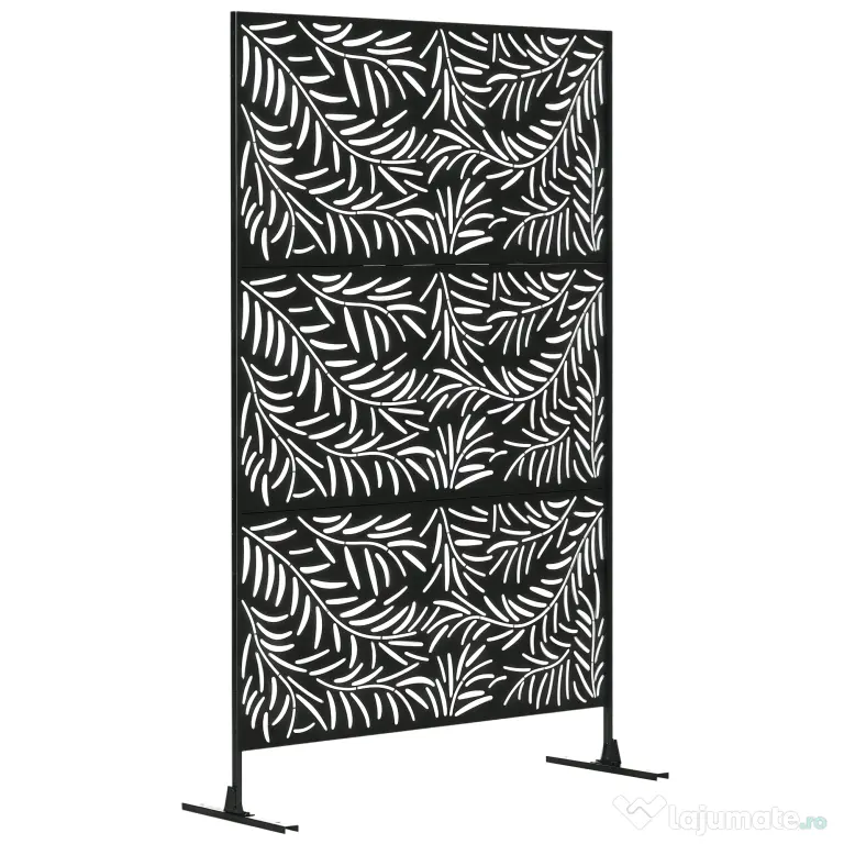 Outsunny Paravan Exterior cu 2 Picioare din Oțel, pentru Exterior și Grădină, 122x45x198 cm, Negru | Aosom Romania