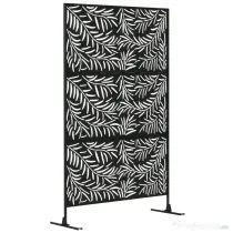 Outsunny Paravan Exterior cu 2 Picioare din Oțel, pentru Exterior și Grădină, 122x45x198 cm, Negru | Aosom Romania
