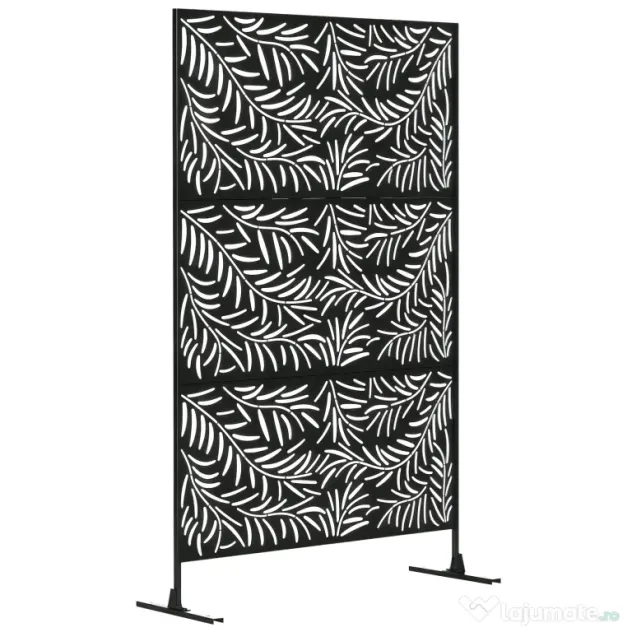 Outsunny Paravan Exterior cu 2 Picioare din Oțel, pentru Exterior și Grădină, 122x45x198 cm, Negru | Aosom Romania