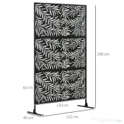 Outsunny Paravan Exterior cu 2 Picioare din Oțel, pentru Exterior și Grădină, 122x45x198 cm, Negru | Aosom Romania