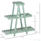 Outsunny Suport pentru plante din lemn de brad cu 3 niveluri pentru interior si exterior, 76x26x76cm, verde deschis