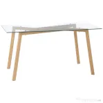 HOMCOM Masa de sufragerie dreptunghiulara pentru max 4 persoane, din otel cu blat din sticla securizata, pentru bucatarie, sufragerie si living, 150x75x76 cm