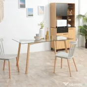 HOMCOM Masa de sufragerie dreptunghiulara pentru max 4 persoane, din otel cu blat din sticla securizata, pentru bucatarie, sufragerie si living, 150x75x76 cm 