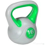 SPORTNOW Kettlebell 16kg din PU cu nisip si baza plata, maner practic 26x18x32 cm, Verde