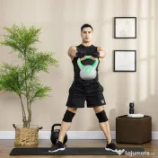 SPORTNOW Kettlebell 16kg din PU cu nisip si baza plata, maner practic 26x18x32 cm, Verde
