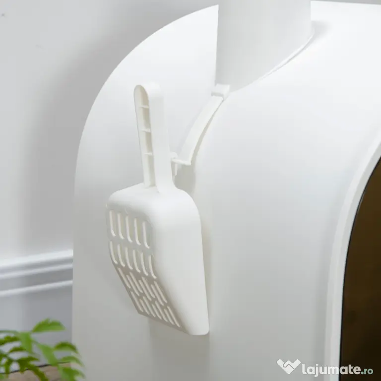 Letiera pentru pisici inchisa cu filtru, tava detasabila, PP, Alb si Negru 43x44x47cm PawHut | Aosom Romania