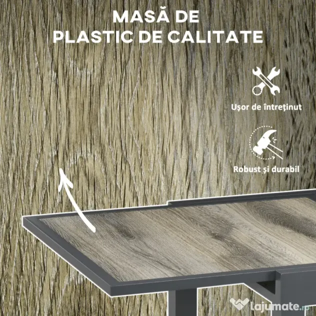 Outsunny Masă de Grădină Extensibilă 80/160x80x75 cm, Masă de Dining pentru 6 Persoane Dreptunghiulară din Aluminiu cu Blat din Plastic, pentru Terasă, Balcon și Exterior, Bej | Aosom Romania