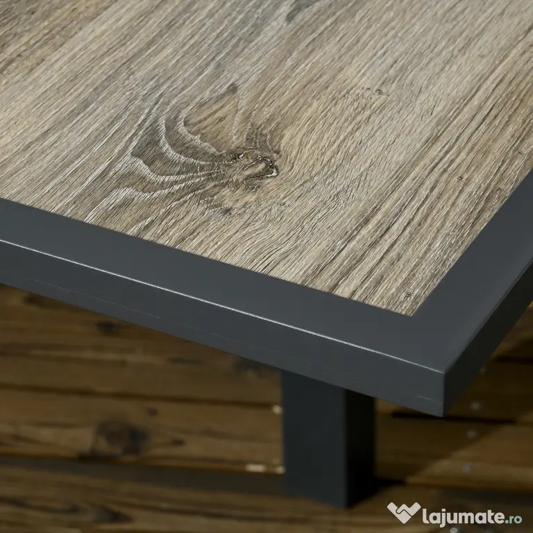 Outsunny Masă de Grădină Extensibilă 80/160x80x75 cm, Masă de Dining pentru 6 Persoane Dreptunghiulară din Aluminiu cu Blat din Plastic, pentru Terasă, Balcon și Exterior, Bej | Aosom Romania