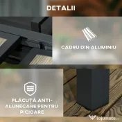 Outsunny Masă de Grădină Extensibilă pentru 6 Persoane din Plastic și Aluminiu, 80/160x80x75 cm, Bej 