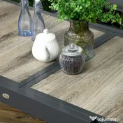 Outsunny Masă de Grădină Extensibilă pentru 6 Persoane din Plastic și Aluminiu, 80/160x80x75 cm, Bej 