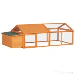 PawHut Coteț pentru Găini de Exterior cu Acoperiș Rabatabil și Ușă Largă Pentru 4-8 Găini, 240x112,5x76 cm, Portocaliu