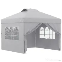Outsunny Pavilion Pliabil cu Înălțime Reglabilă, Ușă, 2 Ferestre și Geantă de Transport, 297x297x284 cm, Gri Deschis | Aosom Romania