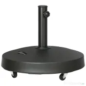 Outsunny Bază Umbrelă 23.5kg cu Manivele și Roți Blocabile, Suport din Rășină/Oțel, Ø53x41 cm, Negru | Aosom Romania
