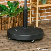 Outsunny Bază Umbrelă 23.5kg cu Manivele și Roți Blocabile, Suport din Rășină/Oțel, Ø53x41 cm, Negru | Aosom Romania