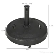 Outsunny Bază Umbrelă 23.5kg cu Manivele și Roți Blocabile, Suport din Rășină/Oțel, Ø53x41 cm, Negru | Aosom Romania
