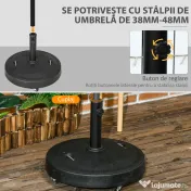 Outsunny Bază Umbrelă 23.5kg cu Manivele și Roți Blocabile, Suport din Rășină/Oțel, Ø53x41 cm, Negru | Aosom Romania