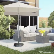 Outsunny Bază Umbrelă 23.5kg cu Manivele și Roți Blocabile, Suport din Rășină/Oțel, Ø53x41 cm, Negru | Aosom Romania